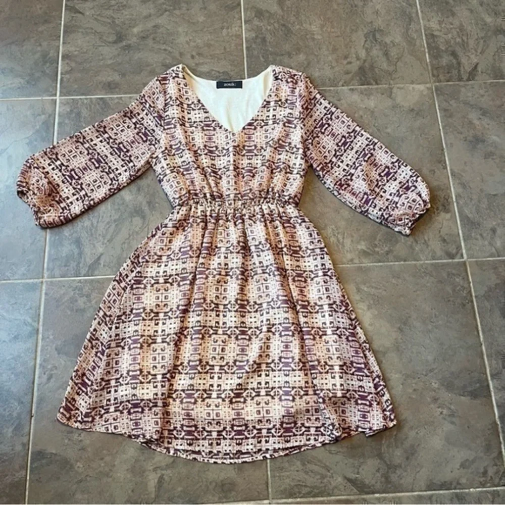 Beautiful pattern Zouk 3/4 sleeves dress